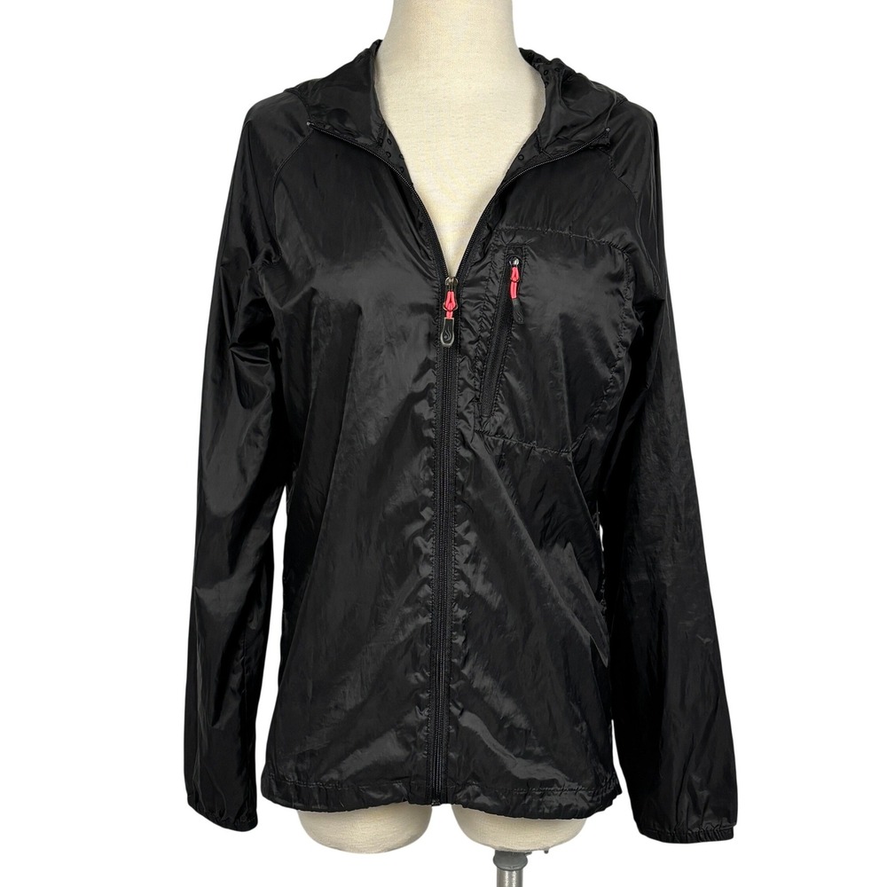 Ideology Black Pink Lightweight Windbreaker Jacket Womens S‎ Hooded Packable